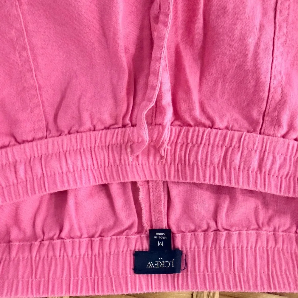 J.Crew Womens Pink Linen Blend Drawstring Shorts Size M Slant Pockets 3in Inseam